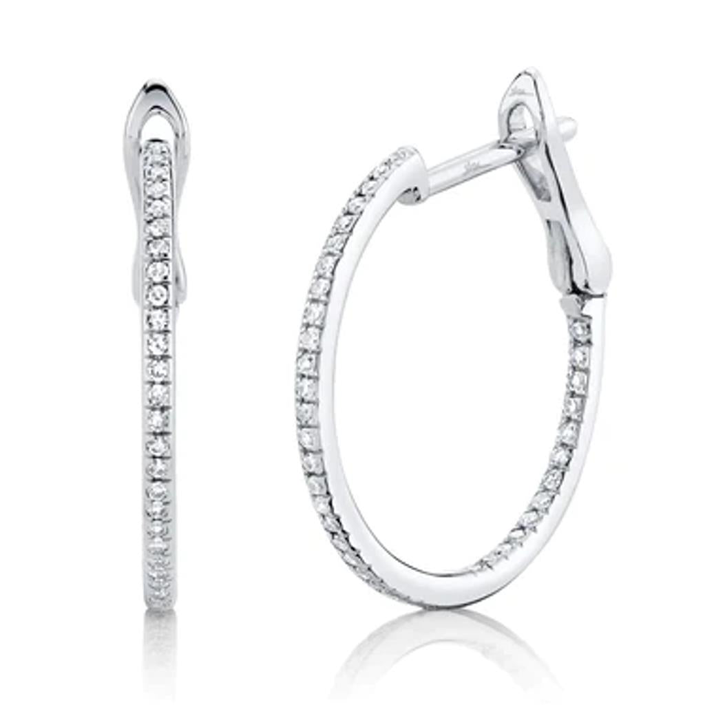 Shy Creation 14K White Gold Diamond Hoop Earrings SC55008414