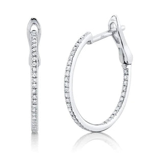 Shy Creation 14K White Gold Diamond Hoop Earrings SC55008414