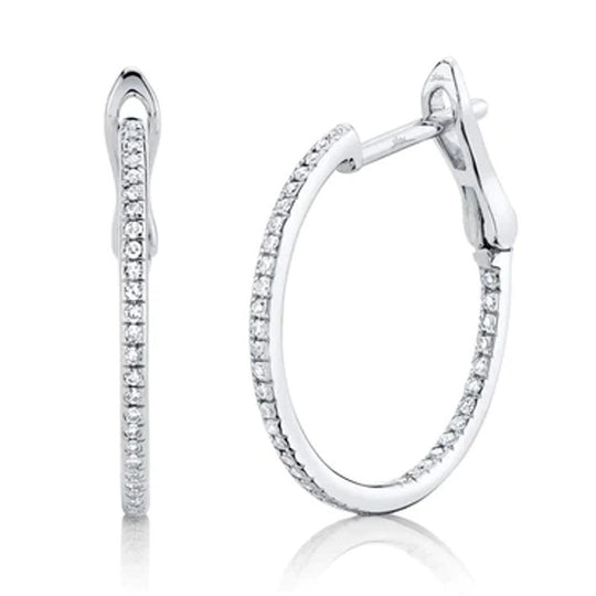 Shy Creation 14K White Gold Diamond Hoop Earrings SC55008414