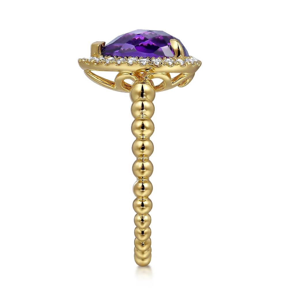 Gabriel & Co 14K Yellow Gold Diamond and Amethyst Fashion Ring LR52524Y45AM