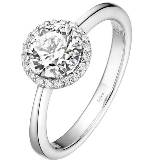 Lafonn Sterling Silver Platinum Plated Simulated Diamond Halo Ring BR001DAP07