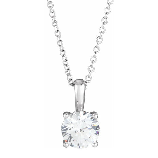 14K White Gold Diamond Solitaire Pendant Necklace 87086:230:P-HOF