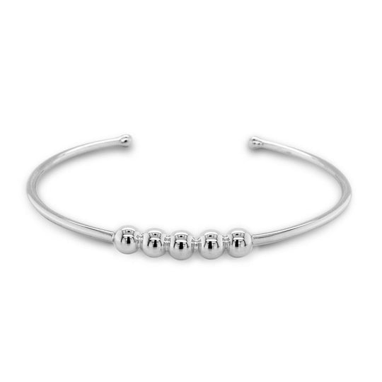 Joryel Vera Sterling Silver 5 Bead Cuff Bangle BA808
