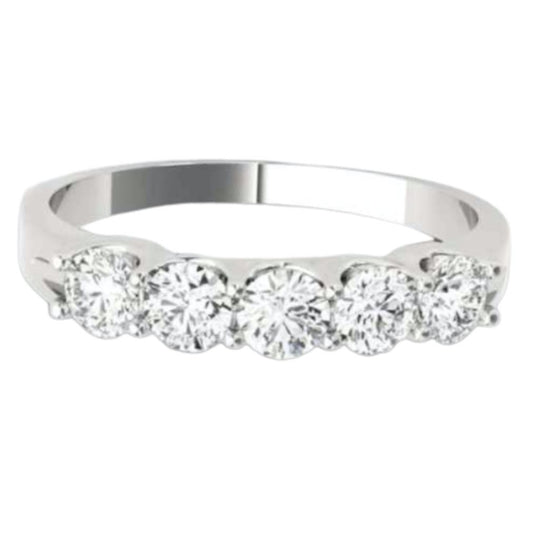 14K White Gold 5 Stone 1ct Diamond Ring 5RR-7322