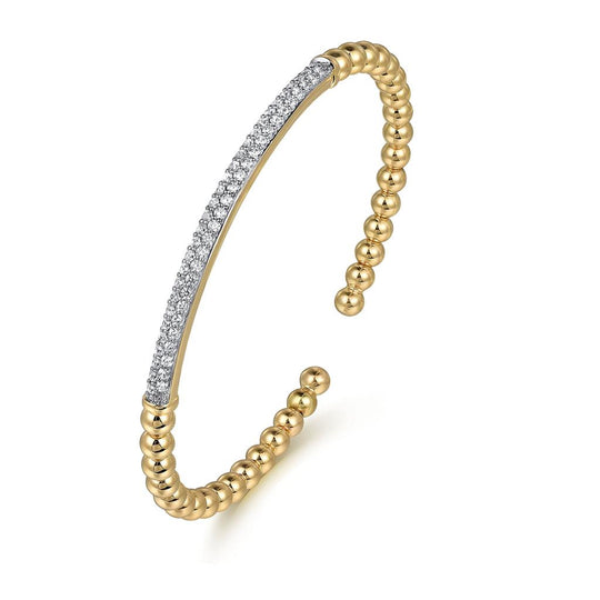 Gabriel & Co 14K Yellow Gold Diamond Pave Bar Bujukan Split Bangle BG4966-62Y45JJ