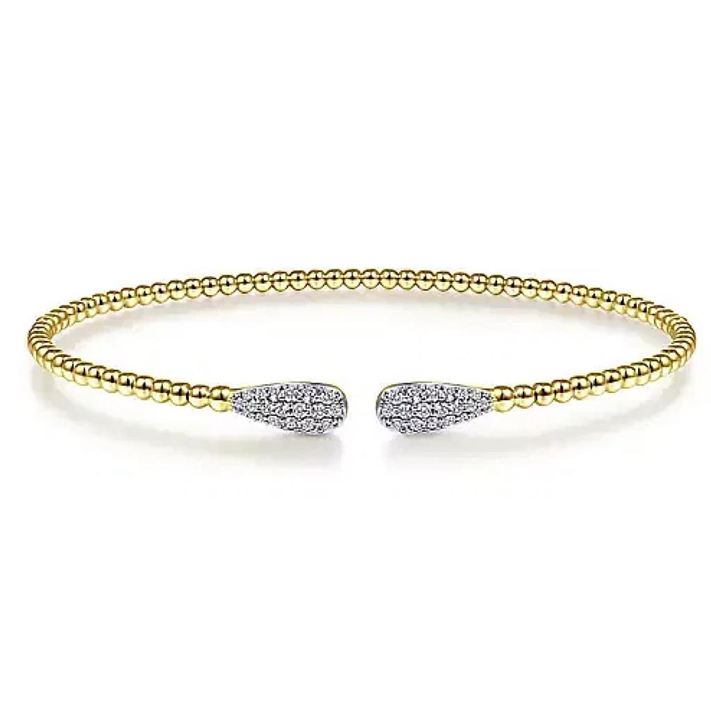 Gabriel & Co 14K Yellow Gold Teardrop Diamond Cluster End Bujukan Bangle BG4230-62Y45JJ