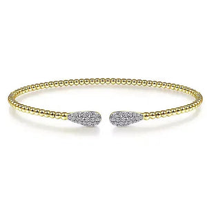 Gabriel & Co 14K Yellow Gold Teardrop Diamond Cluster End Bujukan Bangle BG4230-62Y45JJ