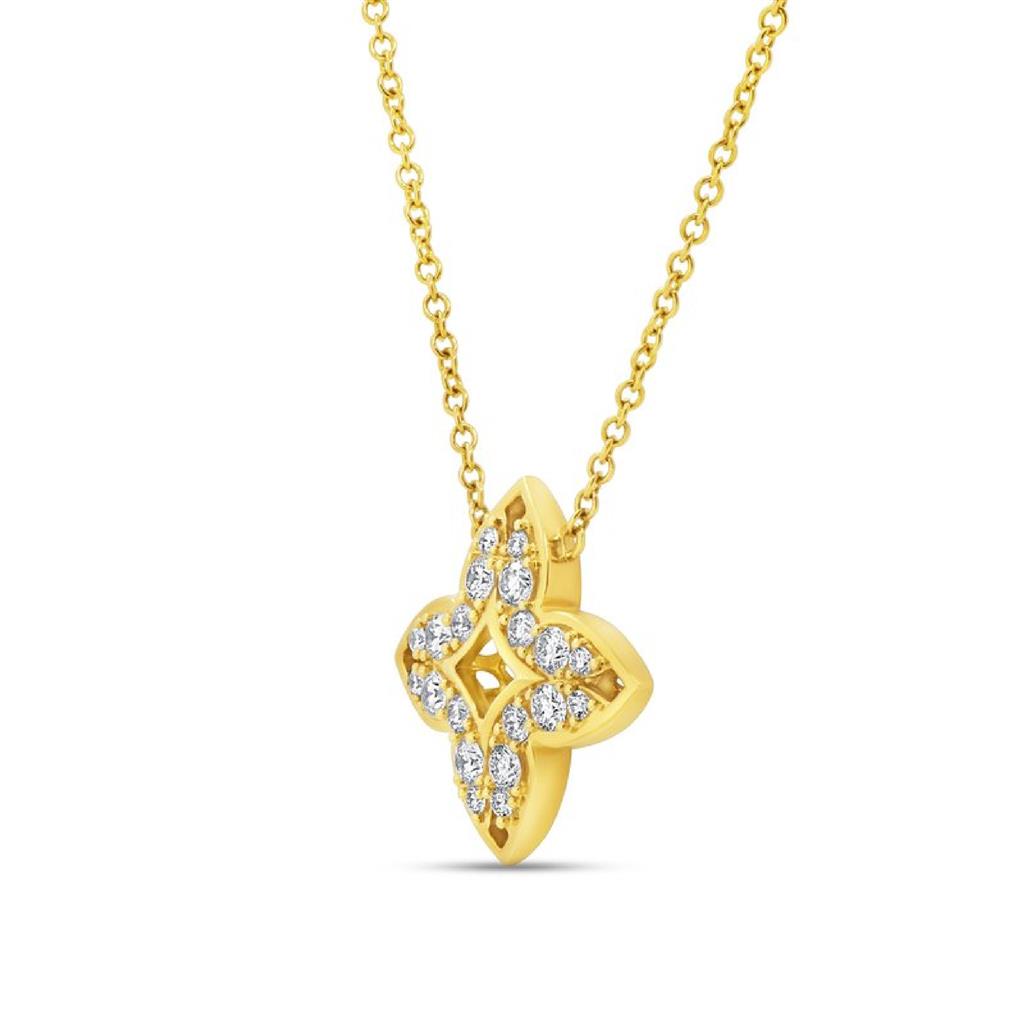 Uneek 18K Yellow Gold Floral Diamond Pendant Necklace PN3059
