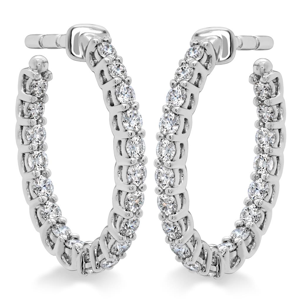 Hearts On Fire 18KW Oval Hoop Diamond Earrings HOOPSIGO00668W