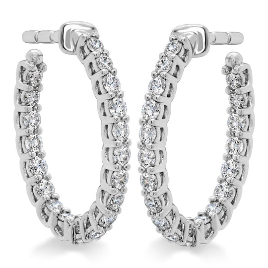 Hearts On Fire 18K White Gold Oval Diamond Hoop Earrings HOOPSIGO00668W