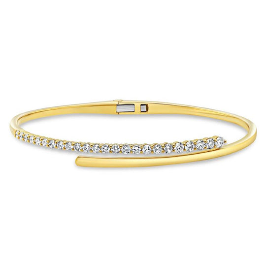 Uneek 14K Yellow Gold Diamond Bypass Bangle BR8612