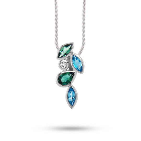 Joryel Vera Sterling Silver Multi Gemstone Floral Frop Pendant P3843BTGQWT