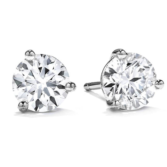 Hearts on Fire 18K White Gold 3 Prong 1.50ctw Diamond Stud Earrings 3SIE01508W