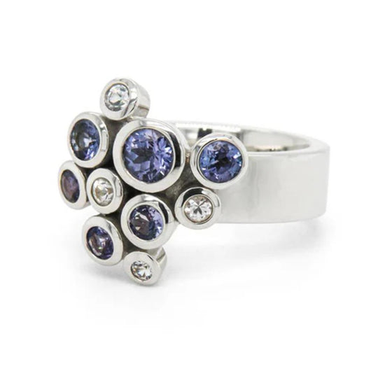 Joryel Vera Sterling Silver Tanzanite and White Topaz Ring R4511TZ/WT