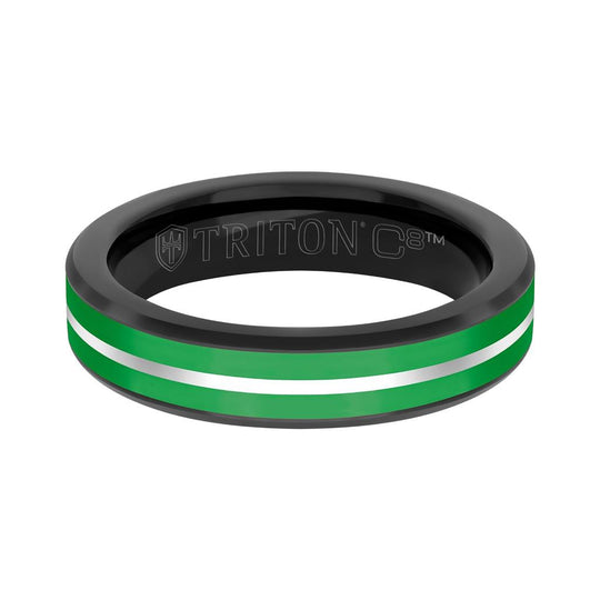 Frederick Goldman Tungsten Carbide Black and Green Band 11-6262BCEG5-G.00