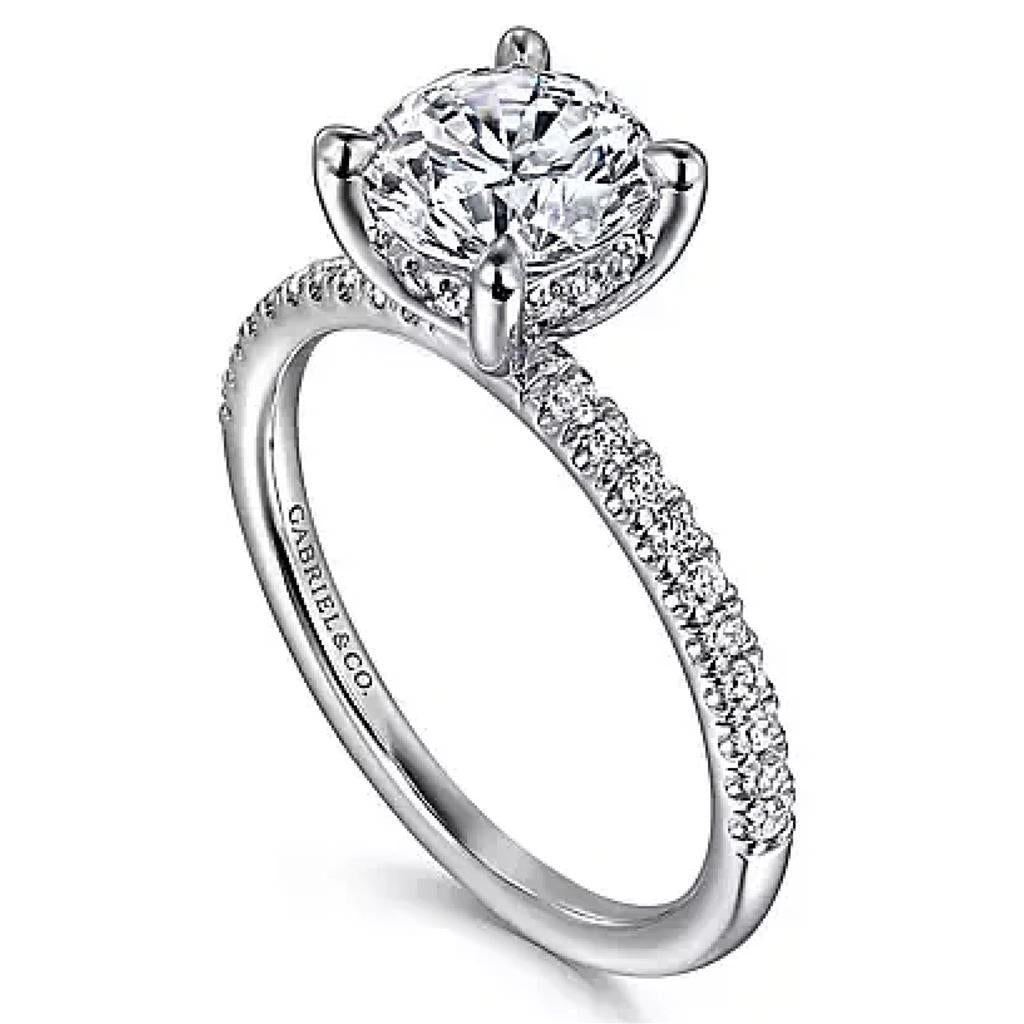 Gabriel & Co 14K White Gold Classic Hidden Halo Diamond Engagement Ring ER16058R4W44JJ