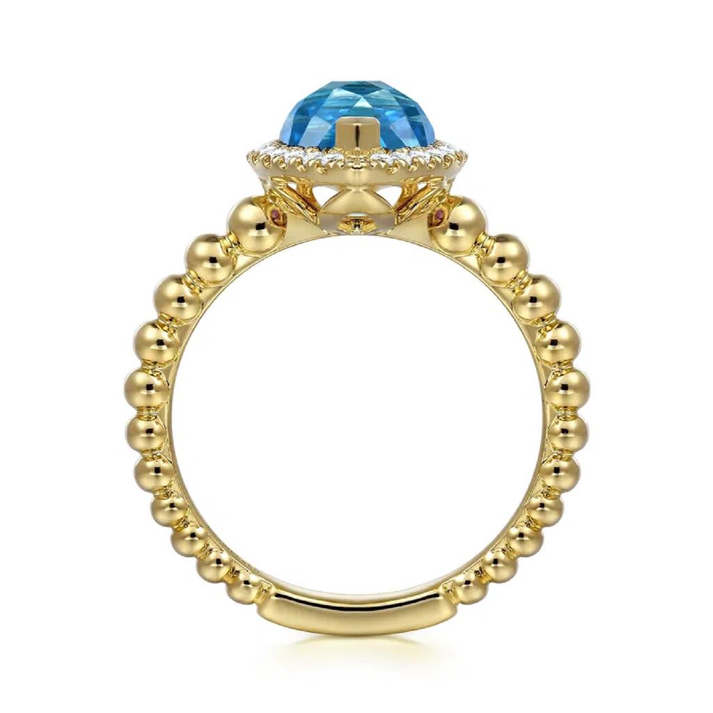 Gabriel & Co 14K Yellow Gold Diamond and Blue Topaz Fashion Ring LR52524Y45BT