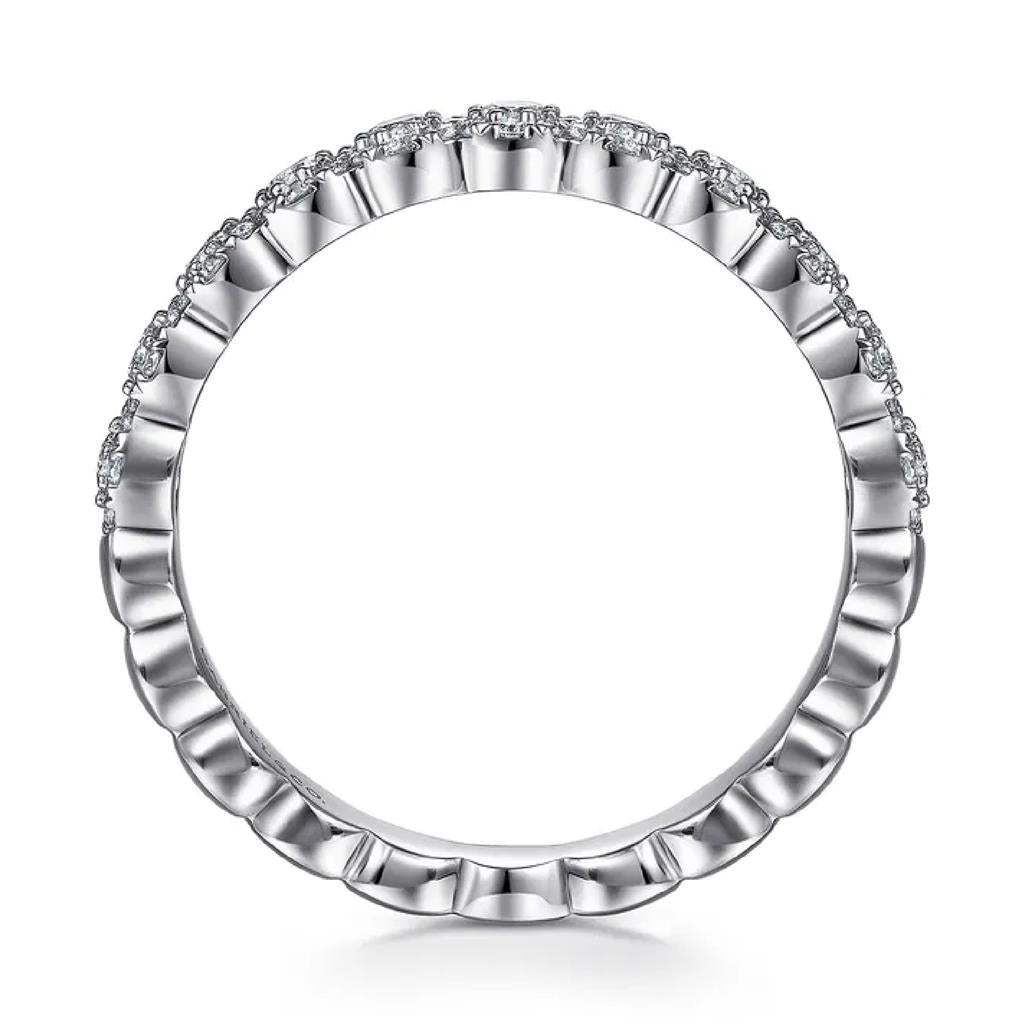 Gabriel & Co 14K White Gold Round Diamond Halo Anniversary Band AN14685W44JJ