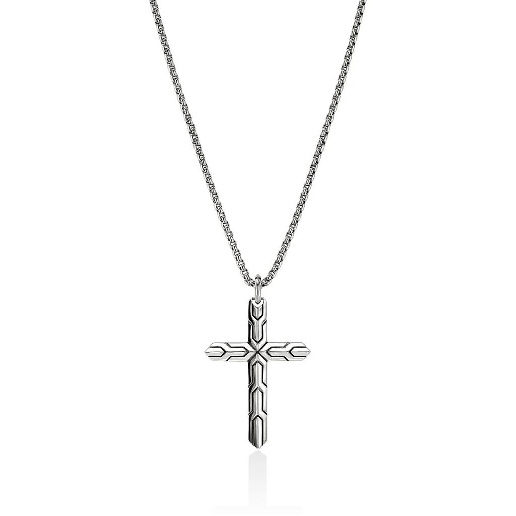 John Hardy Sterling Silver Icon 50 Cross Pendant Necklace NM989477X24