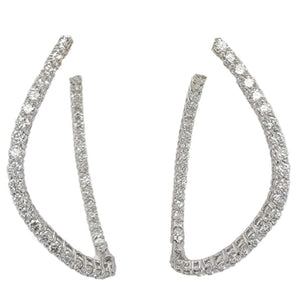 14K White Gold Wavy Inside Out Hinged Diamond Hoop Earrings 70287-WAVY-HOOPS-CD