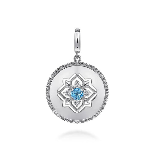 Gabriel & Co Sterling Silver Blue Topaz and White Sapphire Bujukan Medallion PT6636SVJMC