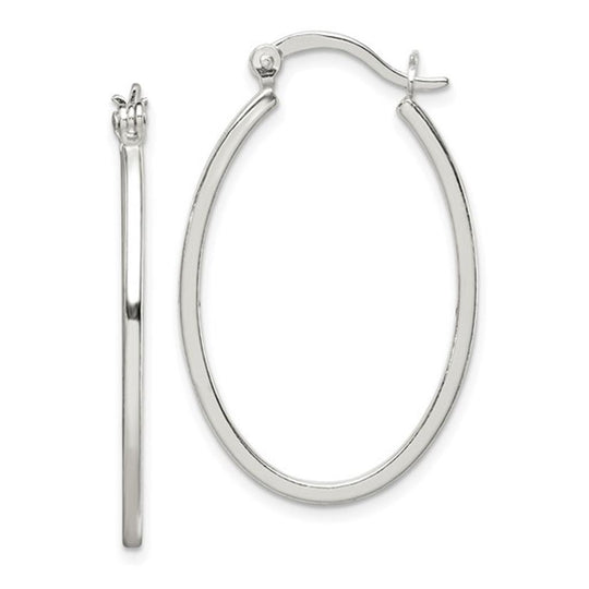 Sterling Silver Oval Hoop Earrings QE6624