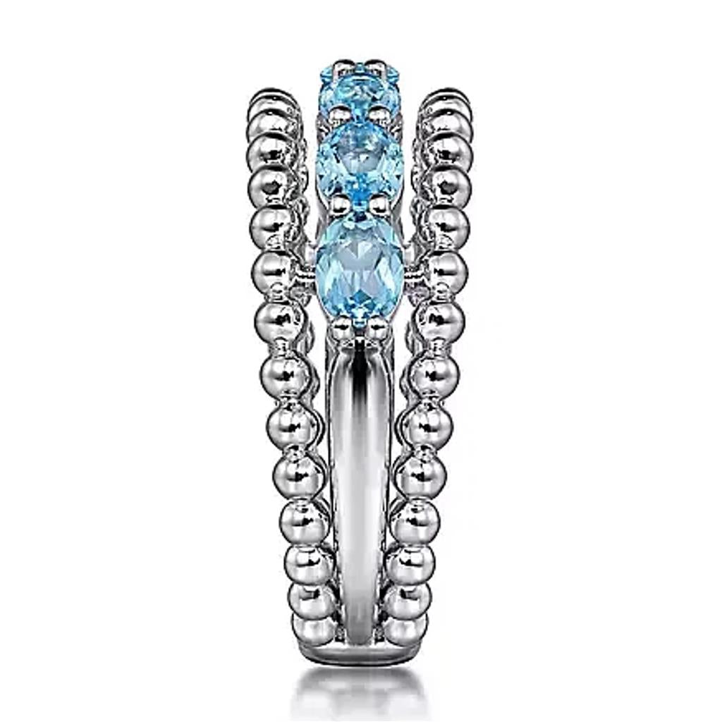 Gabriel Sterling Silver Swiss Blue Topaz Triple Row Ring LR52331SVJBT