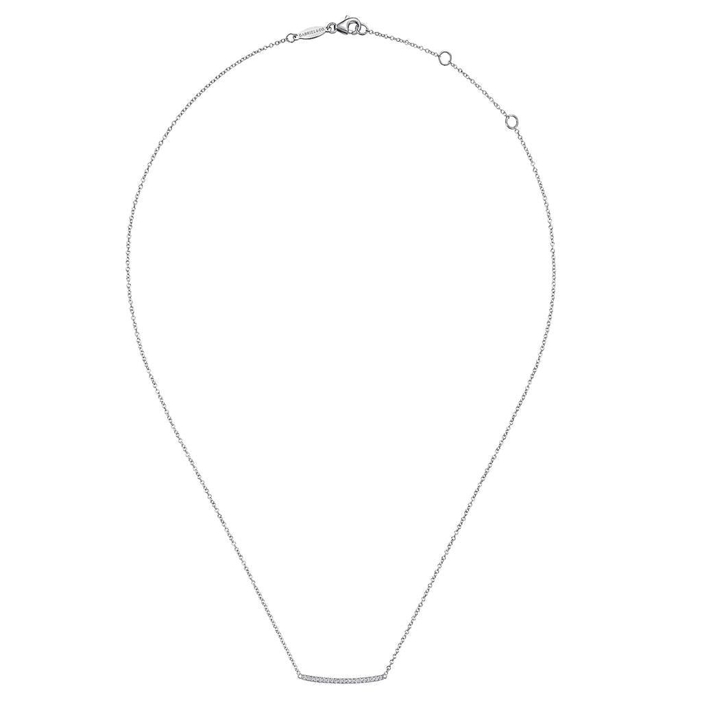 Gabriel & Co 14K White Gold Lusso Curved Diamond Bar Necklace NK5986W45JJ