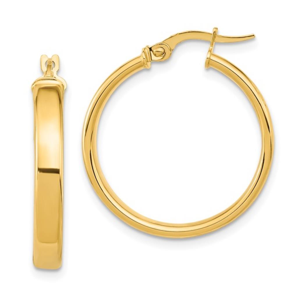 14K Yellow Gold Polished 25mm Hoop Earrings LE1365