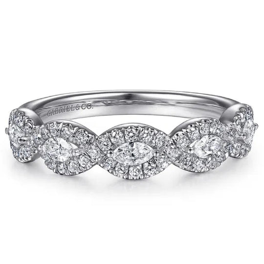 Gabriel & Co 14K White Gold Round and Marquise Diamond Halo Anniversary Band AN15312W44JJ