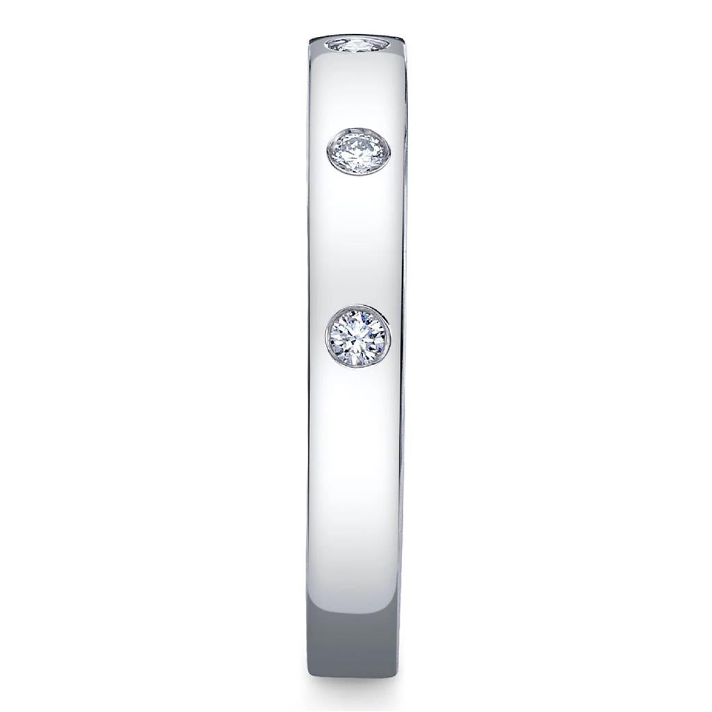 Shy Creation 14K White Gold Flat Scattered Diamond Band SC55006142V2