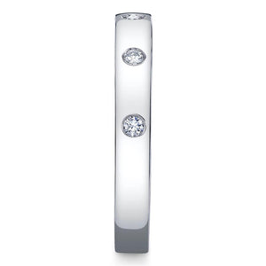Shy Creation 14K White Gold Flat Scattered Diamond Band SC55006142V2