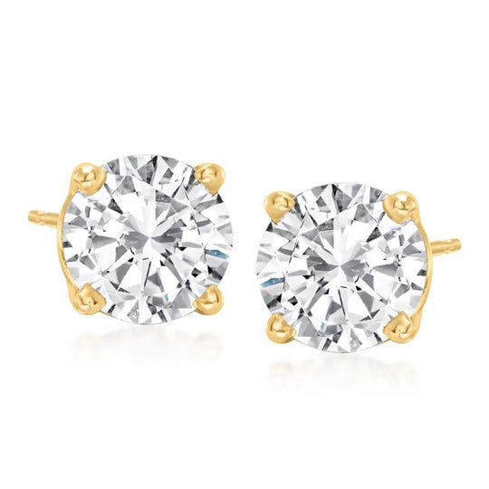 14K Yellow Gold 4 Prong 1.29ctw Diamond Studs 1.25 STUD4