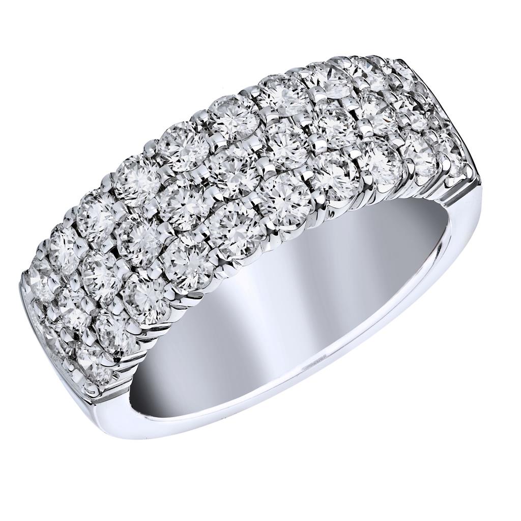 CW Signature 18K White Three Row Diamond Ring R01393