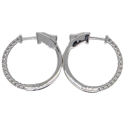 14K White Gold Round Diamond Hoop Earrings M13E2387V0814