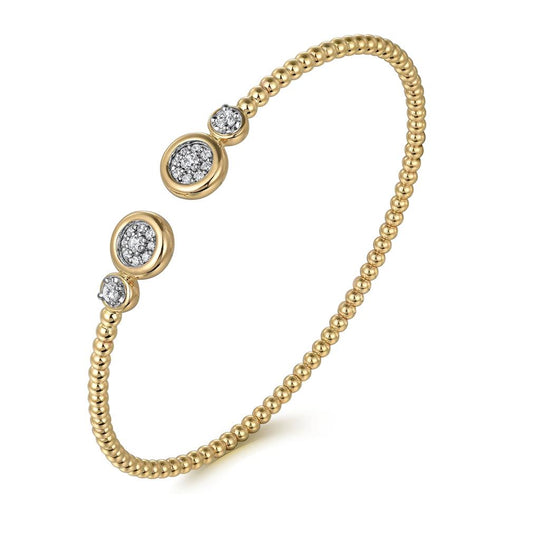 Gabriel & Co 14K Yellow Gold Diamond Cluster Bezel Bujukan Bangle BG4916-62M45JJ