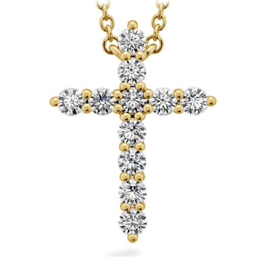 Hearts on Fire 18K Yellow Gold Large Diamond Cross Necklace HFPSIGCR00508Y