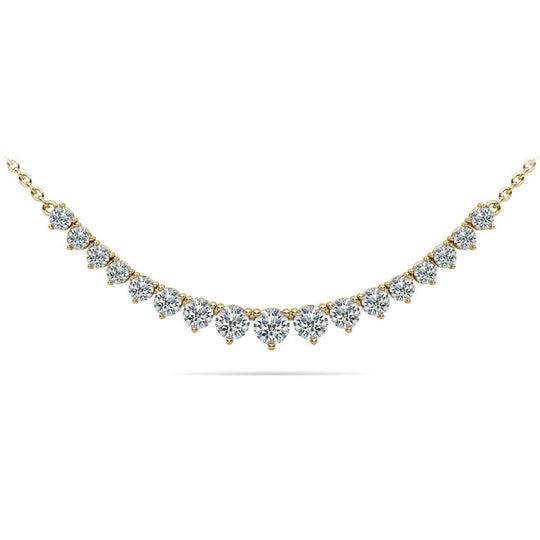 14K Yellow Gold 3ctw Curved Graduated Diamond Necklace N370C-1952