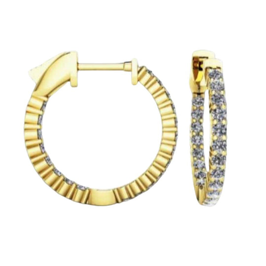 14K Yellow Gold Inside Out Diamond Hoop Earrings EH100-1147