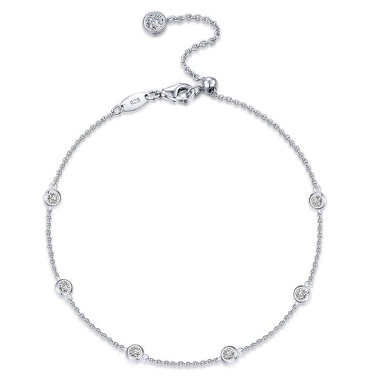 Lafonn Platinum Plated Sterling Silver Simulated Diamond Station Bracelet B0154CLP75