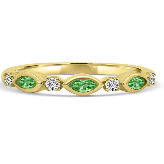10K Yellow Gold Alternating Marquise Emerald and Round Diamond Band M13R2353V0911-EM