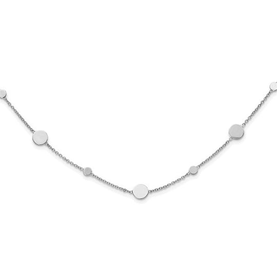 14K White Gold Mirrored Disc Station Necklace LF1588W-18
