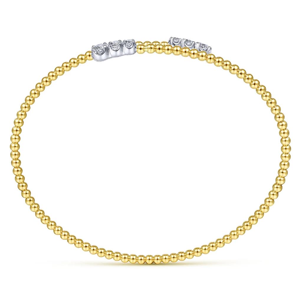 Gabriel & Co 14K Yellow Gold Bujukan Graduated Diamond Bypass Bangle BG4278-62M45JJ
