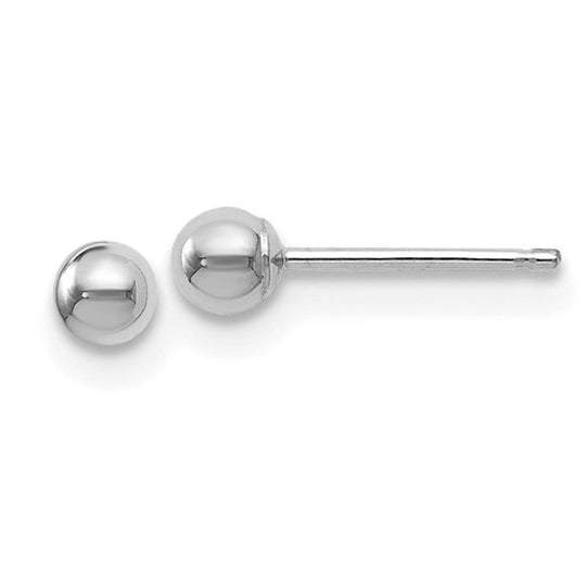14K White Gold 3mm Ball Stud Earrings 20Z