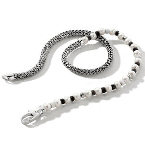 Sterling Silver Colorblock Pearl Double Wrap Bracelet BUS9011061BONHEXUM
