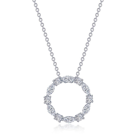 Lafonn Sterling Silver Platinum Plated Open Circle Simulated Diamond Necklace N0328CLP20