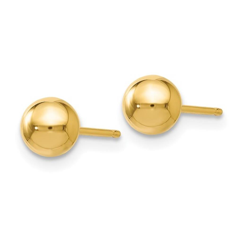 14K Yellow Gold 5mm Ball Stud Earrings 16Z