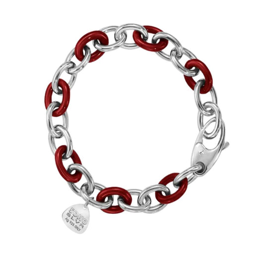 Soho Sterling Silver Red Enamel Link Bracelet AB200SGRANATO