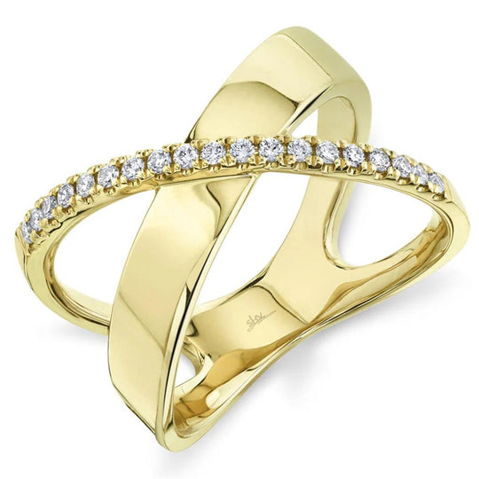 Shy Creation 14K Yellow Gold Diamond Crossover Ring SC55011770