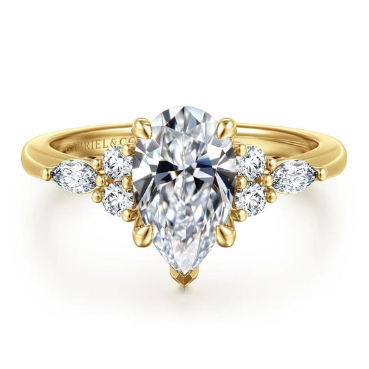 Gabriel & Co 14K Yellow Gold Contemporary Diamond Cluster Engagement Ring ER16125P6Y44JJ